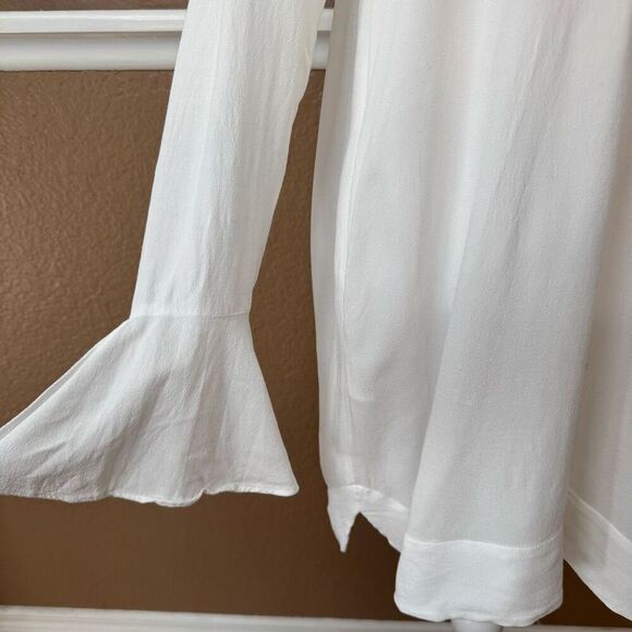 Free People Size S Ruffle Tunic Top White Renaissance Cosplay Pirate Victorian - Picture 3 of 9